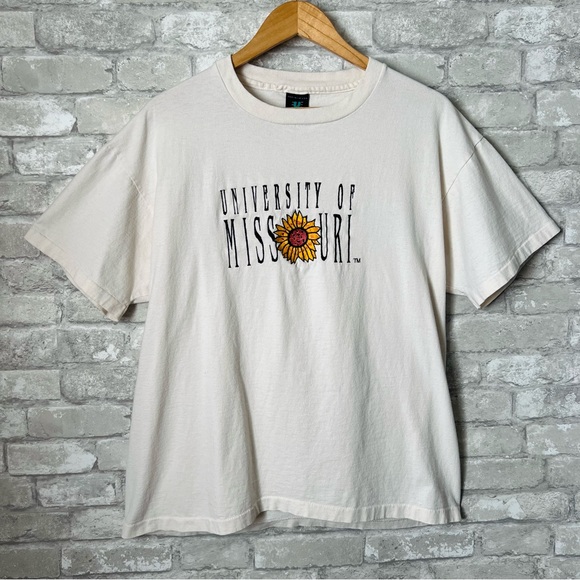 Vintage XL University of Missouri Single Stitch Short Sleeve Crewneck Sunflower - Picture 1 of 9